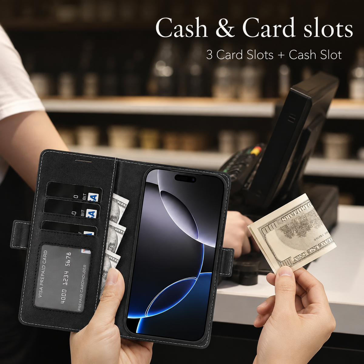 Premium iPhone Case Magnetic Leather Wallet MagSafe Compatible Flip Card Holder Dual Layer Shock Protection Matte Anti Scratch Non Slip Slim Fit Style