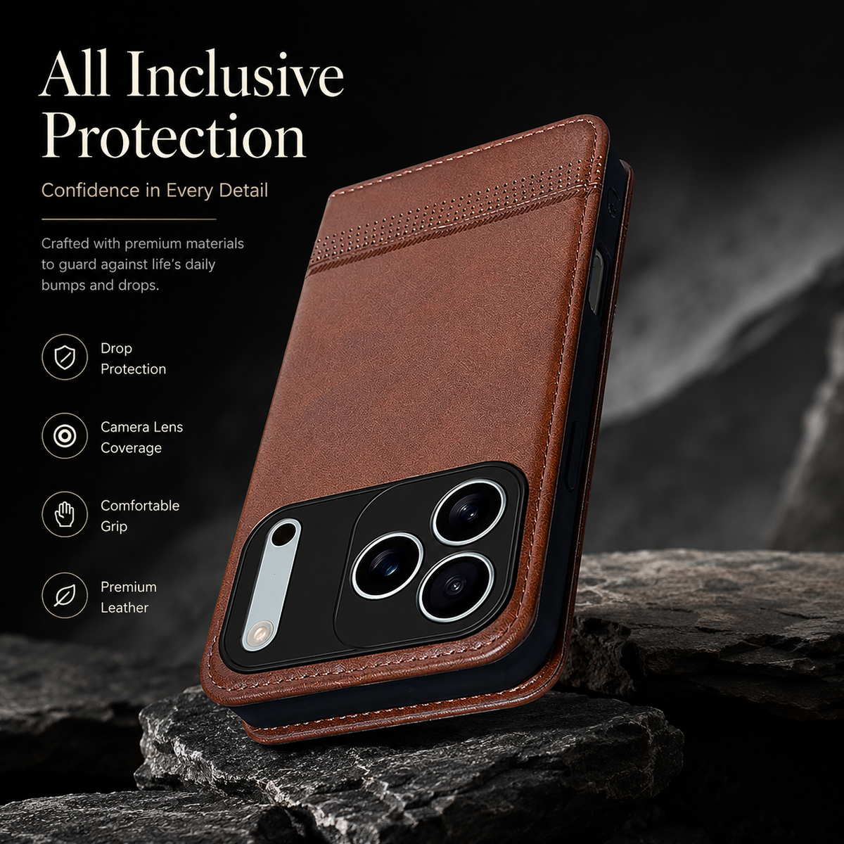 Premium iPhone Case Magnetic Leather Wallet Protective Cover Anti Scratch Dustproof Slim Card Storage Soft Touch Non Slip Full Coverage Folio Case