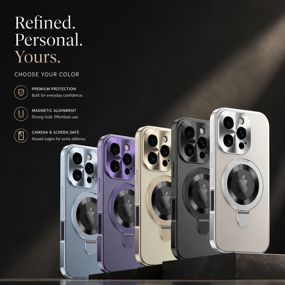 Premium iPhone Case Magnetic Metal Frame Glass Back Shockproof Full Coverage Protective Cover Anti Scratch Anti Fingerprint Non Slip Mirror Clear Tough Case