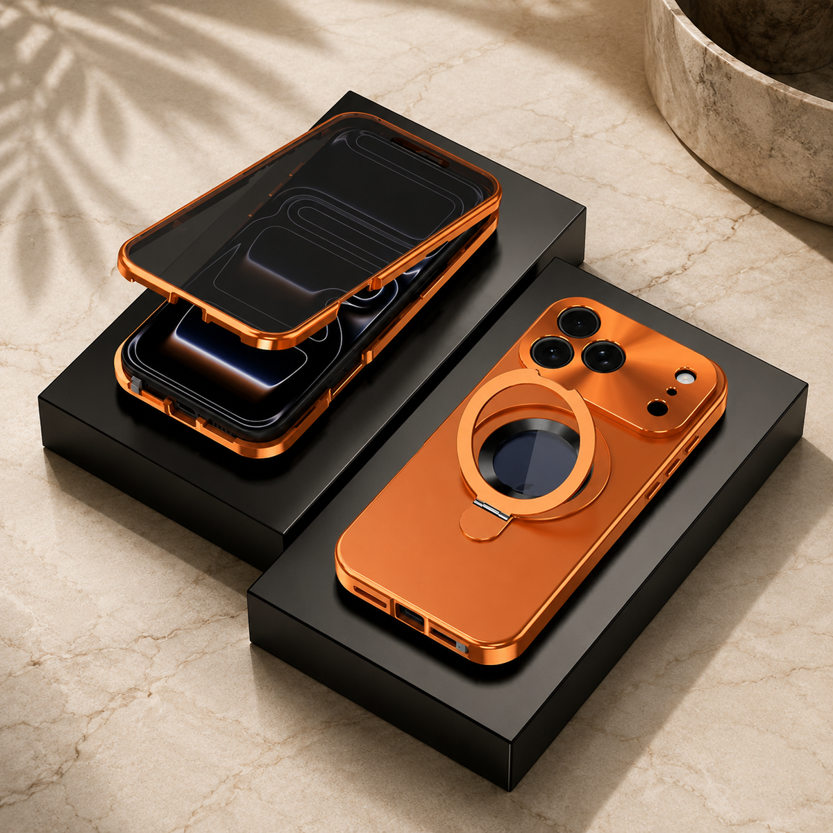 Premium iPhone Case Magnetic Metal Frame Glass Back Shockproof Full Coverage Protective Cover Anti Scratch Anti Fingerprint Non Slip Mirror Clear Tough Case