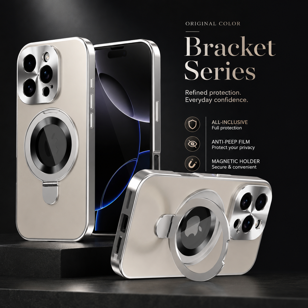 Premium iPhone Case Magnetic Metal Frame Glass Back Shockproof Full Coverage Protective Cover Anti Scratch Anti Fingerprint Non Slip Mirror Clear Tough Case