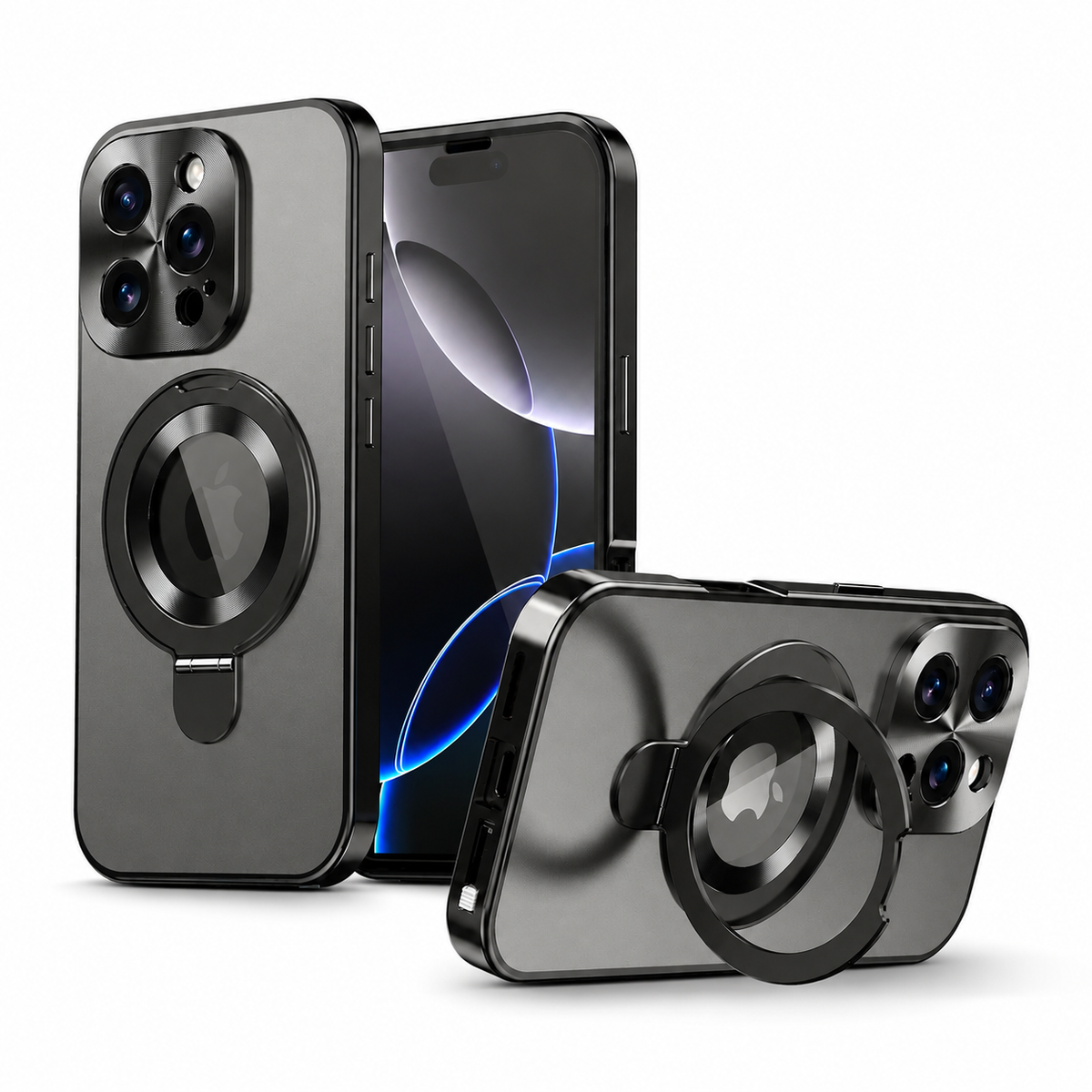 Premium iPhone Case Magnetic Metal Frame Glass Back Shockproof Full Coverage Protective Cover Anti Scratch Anti Fingerprint Non Slip Mirror Clear Tough Case