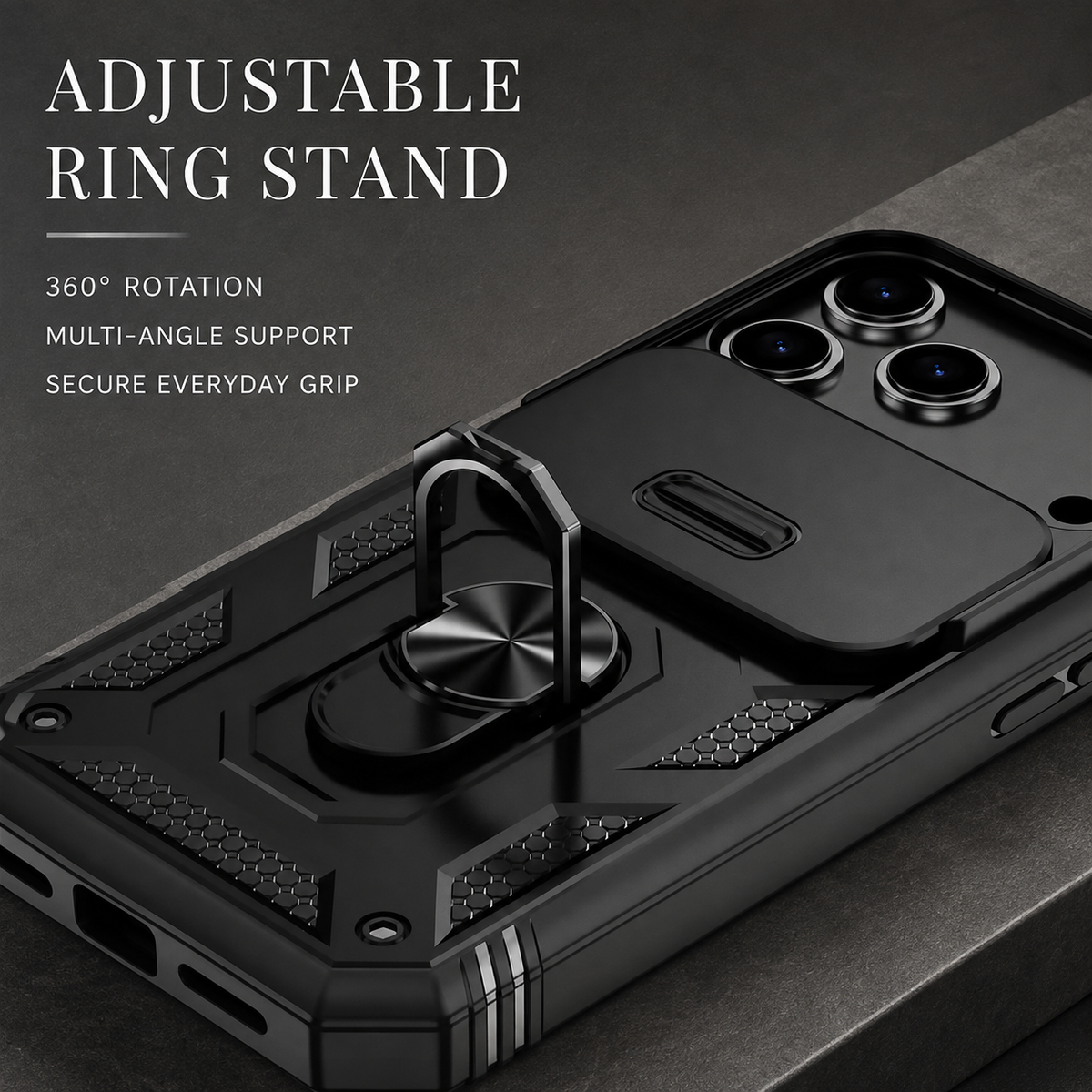 Premium iPhone Case Magnetic Military Armor Shockproof Protective Cover Camera Slide Protection 360 Rotating Stand Silicone Non Slip Rugged Full Coverage