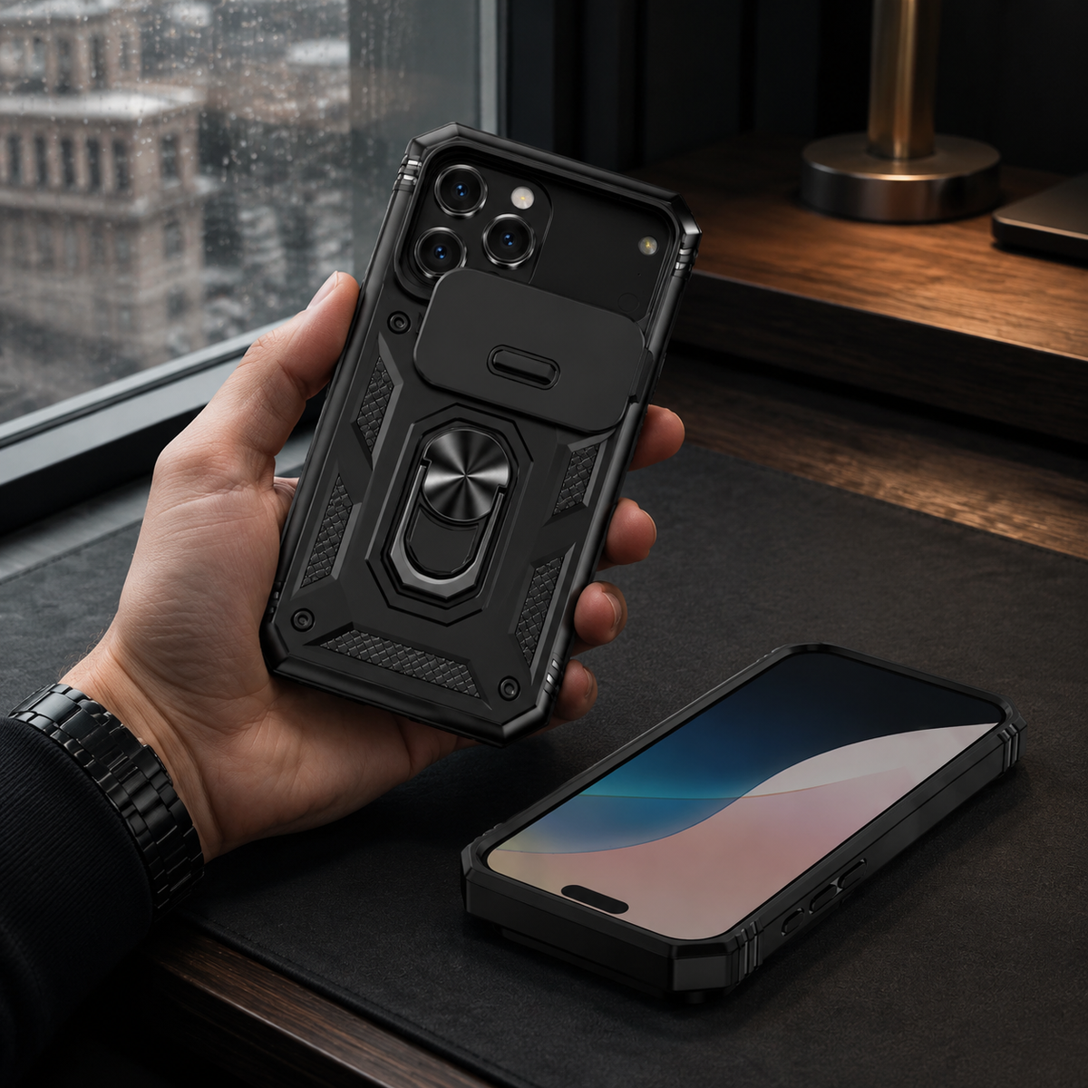 Premium iPhone Case Magnetic Military Armor Shockproof Protective Cover Camera Slide Protection 360 Rotating Stand Silicone Non Slip Rugged Full Coverage