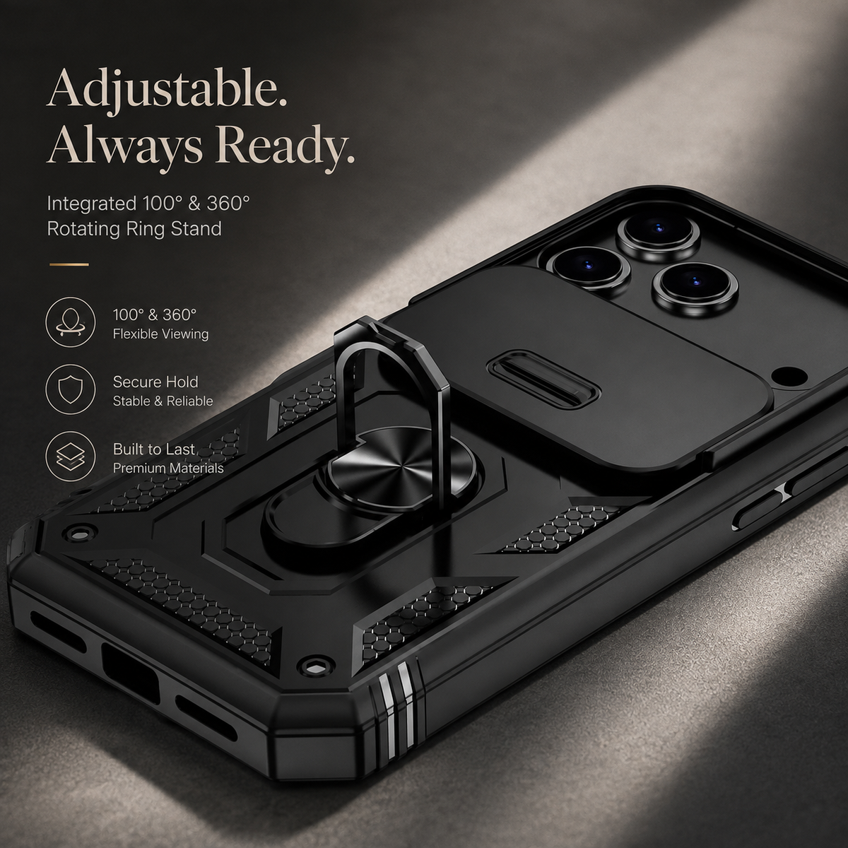 Premium iPhone Case Magnetic Military Armor Shockproof Protective Cover Camera Slide Protection 360 Rotating Stand Silicone Non Slip Rugged Full Coverage