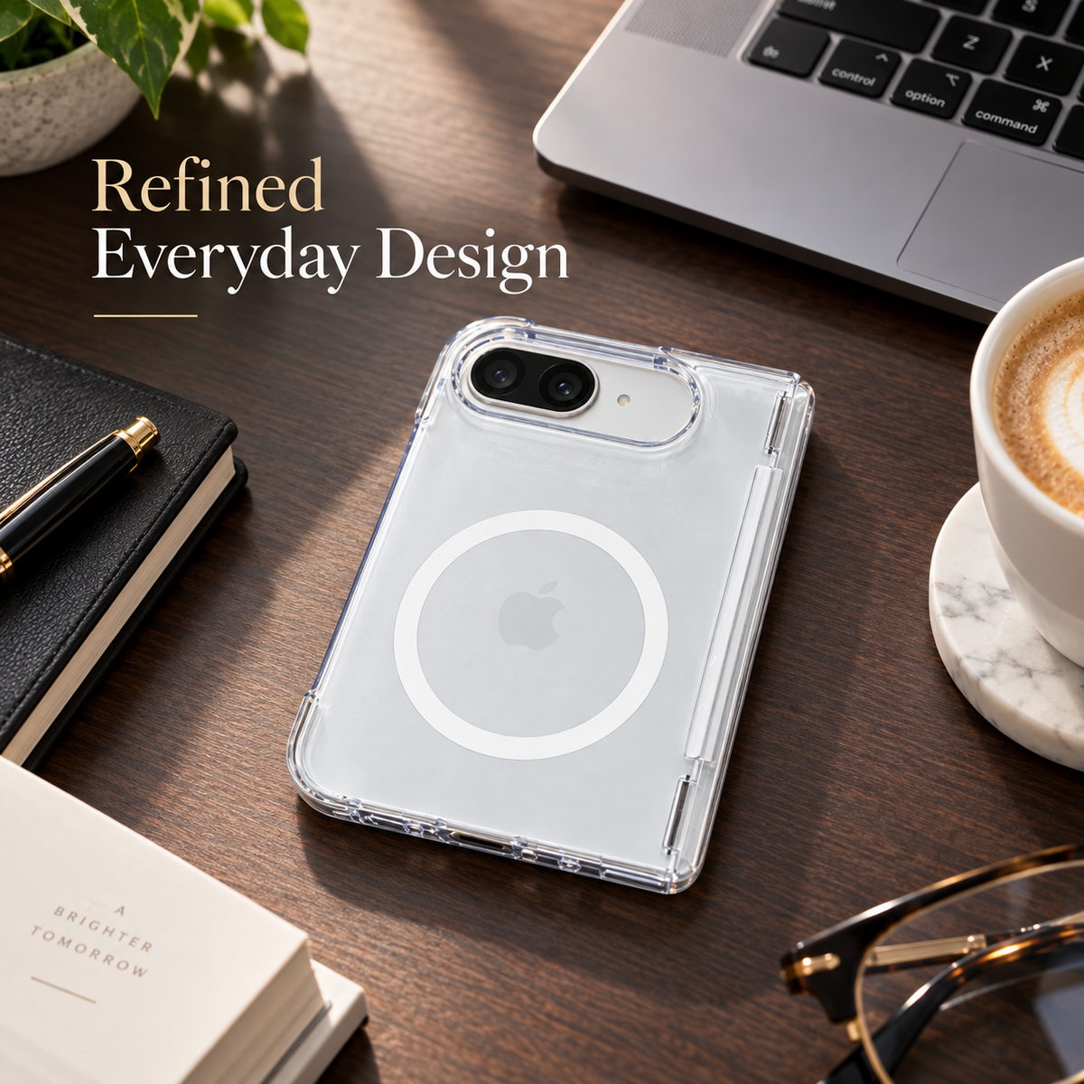 Premium iPhone Case Magnetic Minimalist High Transparency Skin Friendly Acrylic Shockproof Slim Clear Protective Anti Scratch Durable Phone Cover Case