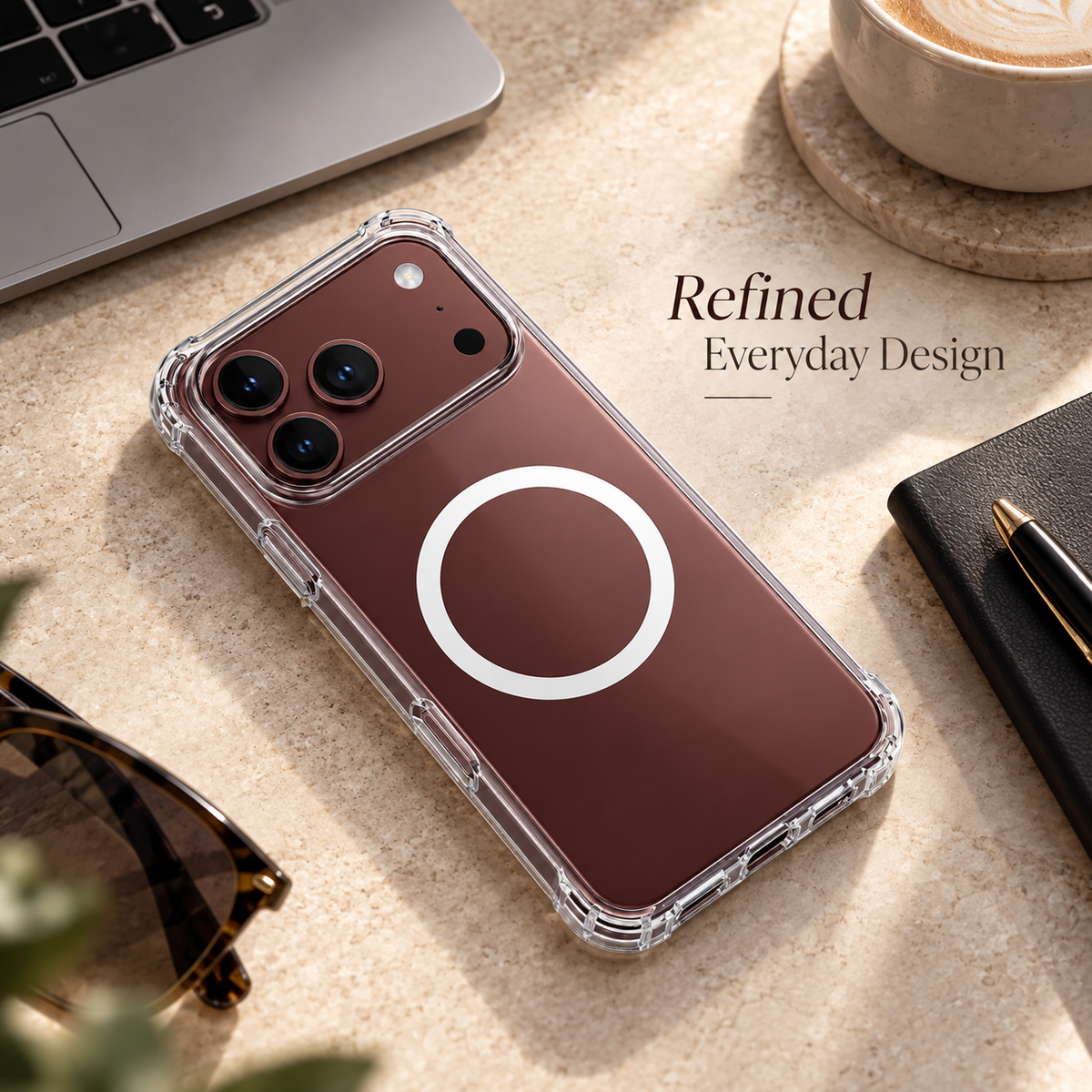 Premium iPhone Case Magnetic Minimalist High Transparency Skin Friendly Acrylic Shockproof Slim Clear Protective Anti Scratch Durable Phone Cover Case