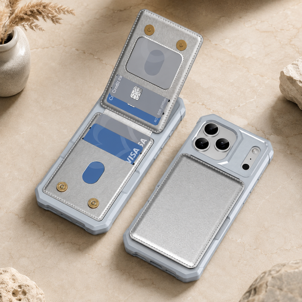 Premium iPhone Case Magnetic PU Leather Wallet Card Holder Flip Cover Shockproof Kickstand Anti Scratch Anti Fingerprint TPU Bumper Protective Case