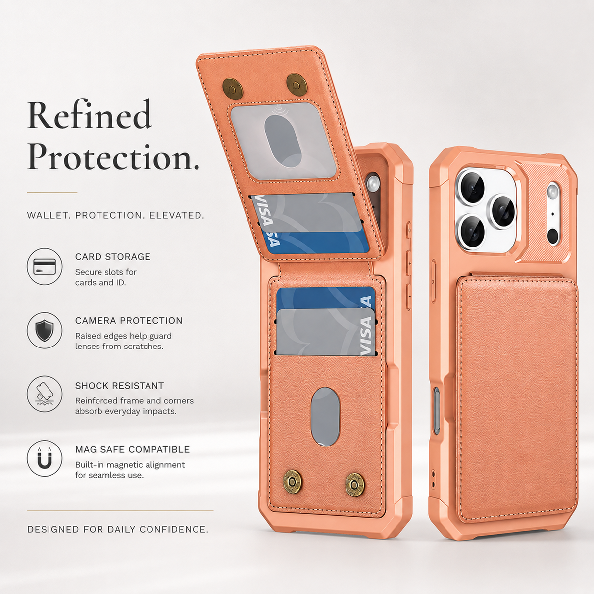 Premium iPhone Case Magnetic PU Leather Wallet Card Holder Flip Cover Shockproof Kickstand Anti Scratch Anti Fingerprint TPU Bumper Protective Case