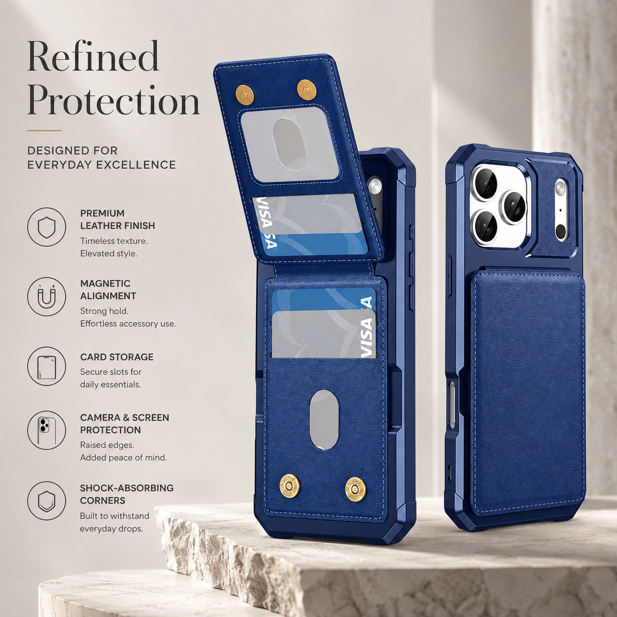 Premium iPhone Case Magnetic PU Leather Wallet Card Holder Flip Cover Shockproof Kickstand Anti Scratch Anti Fingerprint TPU Bumper Protective Case