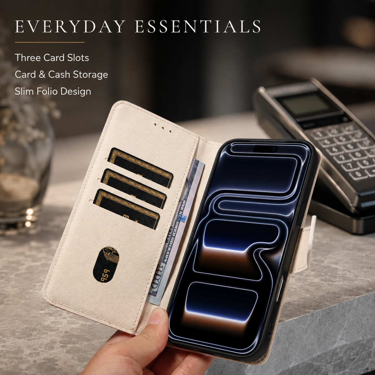 Premium iPhone Case Magnetic PU Leather Wallet Shockproof Protective Cover Anti Scratch Non Slip Slim Card Storage Soft Touch Full Coverage Fashion