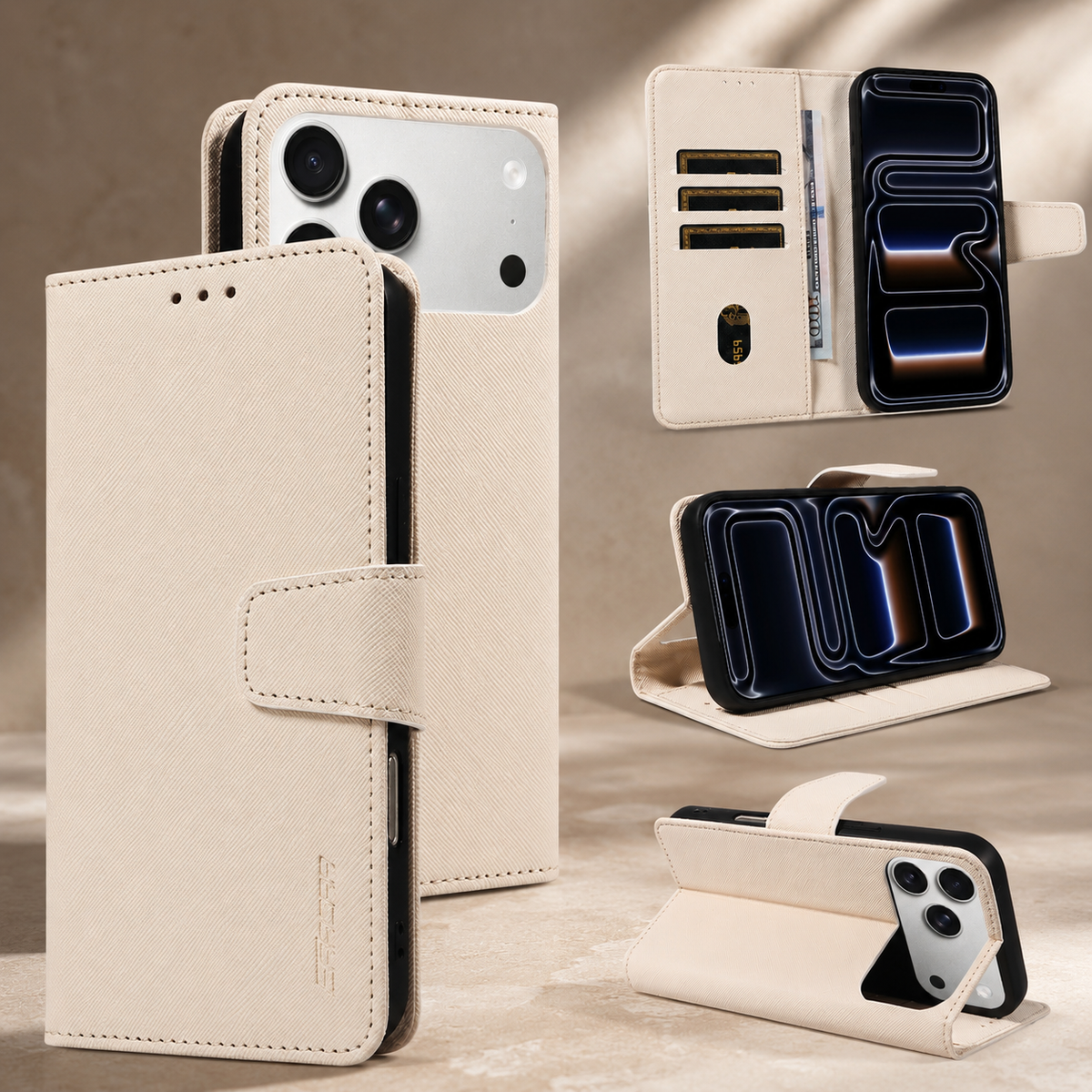 Premium iPhone Case Magnetic PU Leather Wallet Shockproof Protective Cover Anti Scratch Non Slip Slim Card Storage Soft Touch Full Coverage Fashion