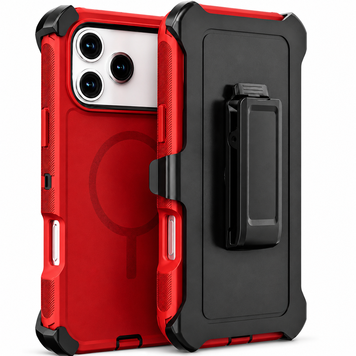 Premium iPhone Case Magnetic Protective Cover Rugged Defense Shockproof Armor Dual Layer Belt Clip Full Port Protection Anti Slip Grip Heavy Duty Case