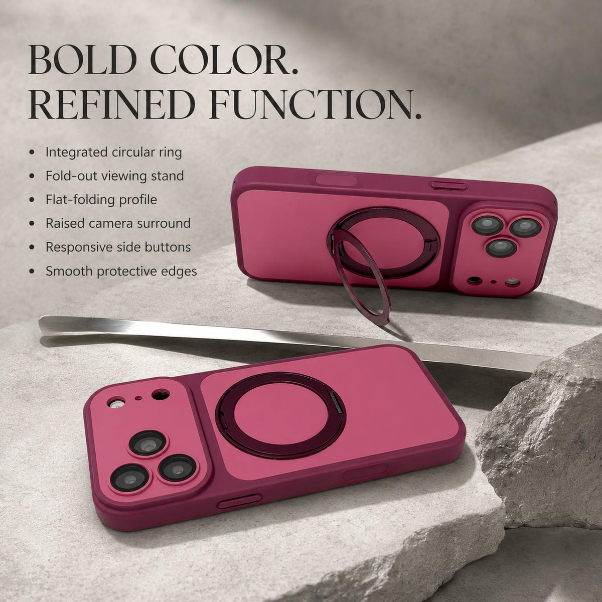 Premium iPhone Case Magnetic Ring Holder Metal Bracket Stand MagSafe Shockproof Slim Anti Drop Non Slip Durable Full Camera Protective Phone Cover Case
