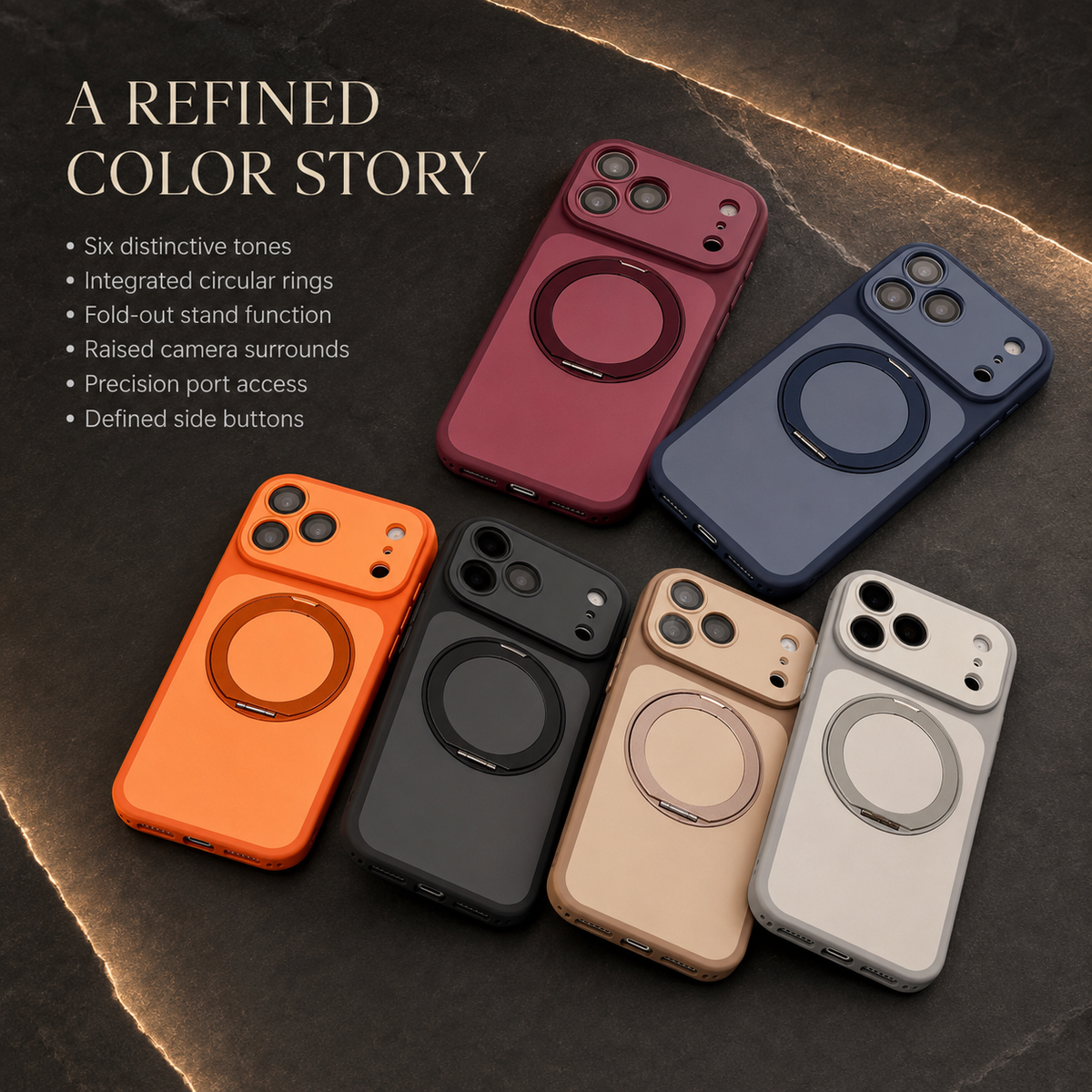 Premium iPhone Case Magnetic Ring Holder Metal Bracket Stand MagSafe Shockproof Slim Anti Drop Non Slip Durable Full Camera Protective Phone Cover Case