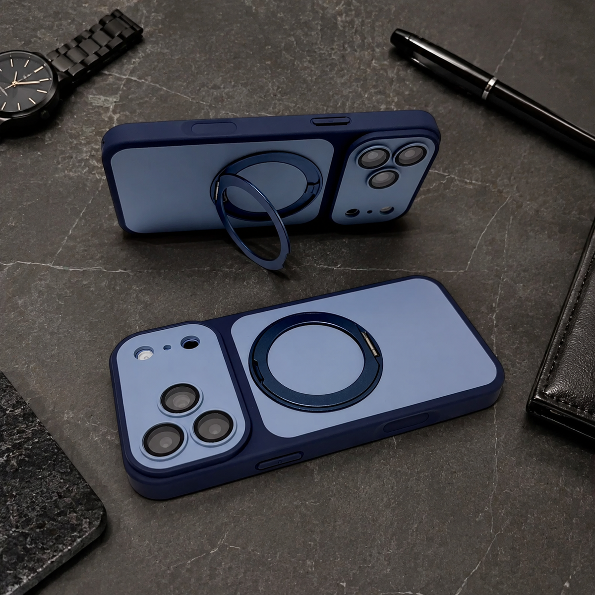 Premium iPhone Case Magnetic Ring Holder Metal Bracket Stand MagSafe Shockproof Slim Anti Drop Non Slip Durable Full Camera Protective Phone Cover Case