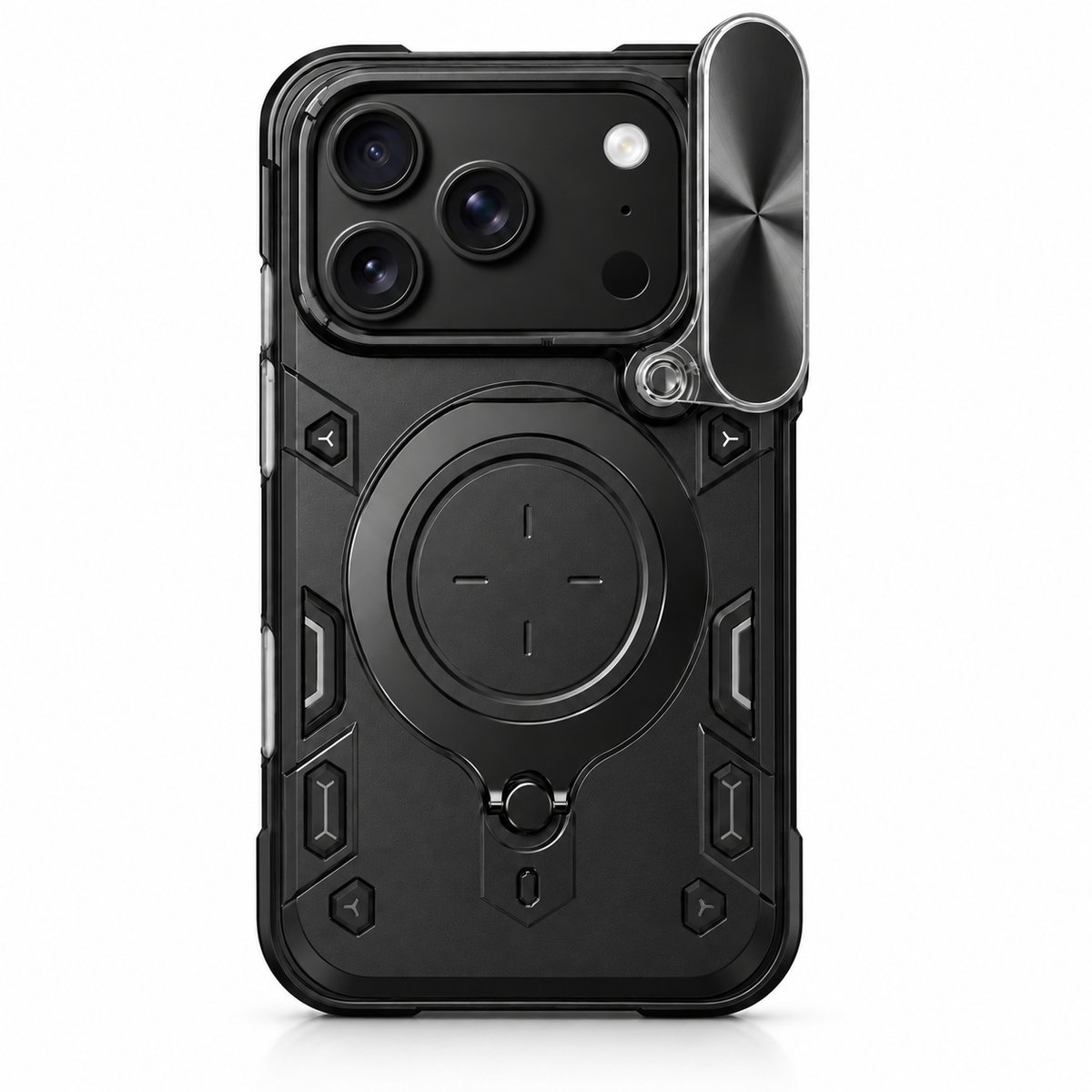 Premium iPhone Case Magnetic Ring Holder Shockproof Armor Shell Slide Camera Protection Tough Anti Scratch Slim Protective Durable Grip Phone Cover Case