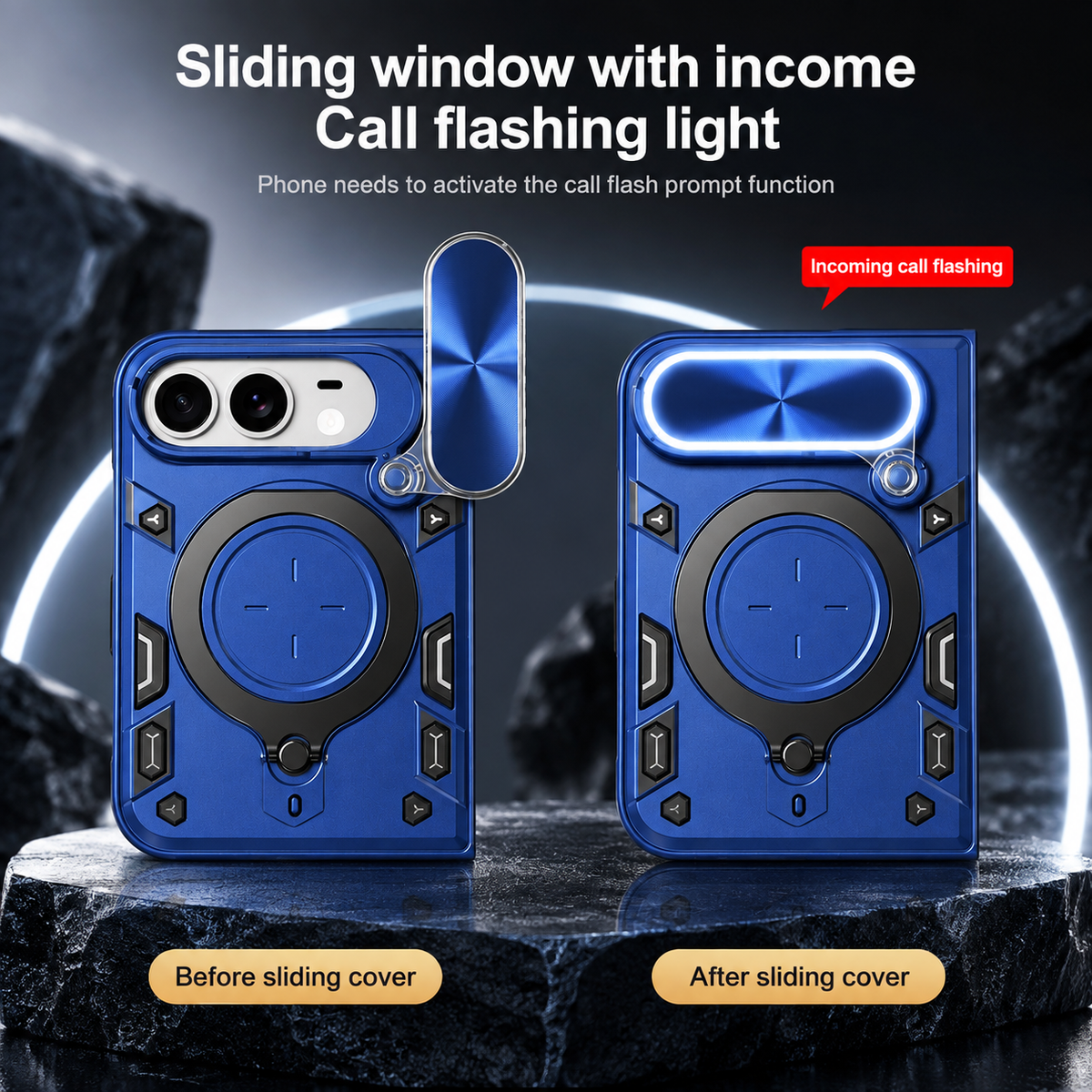 Premium iPhone Case Magnetic Ring Holder Shockproof Armor Shell Slide Camera Protection Tough Anti Scratch Slim Protective Durable Grip Phone Cover Case