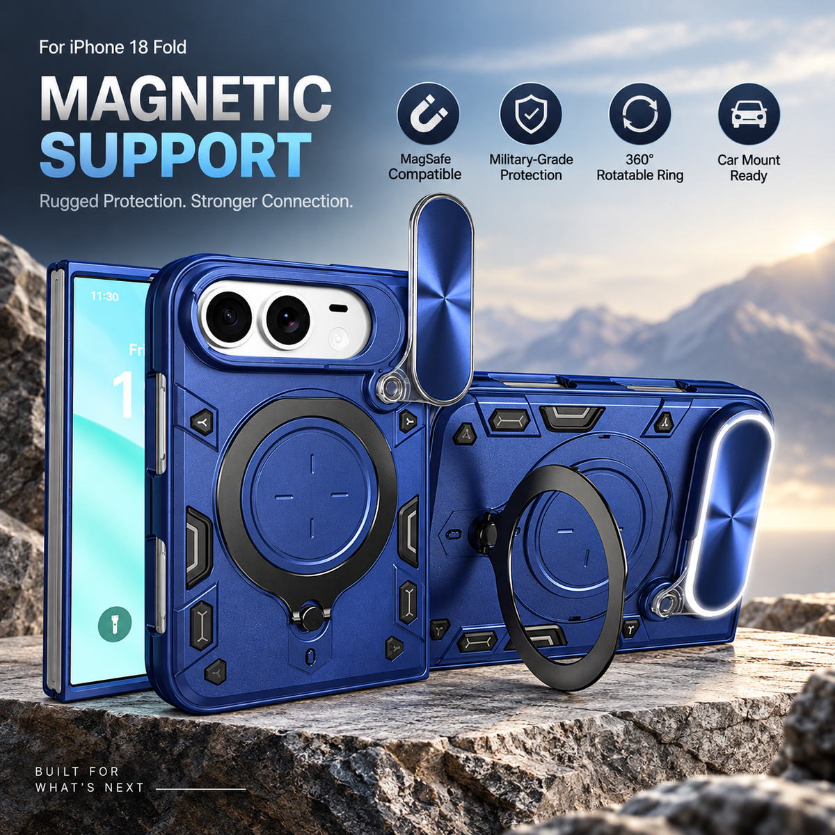 Premium iPhone Case Magnetic Ring Holder Shockproof Armor Shell Slide Camera Protection Tough Anti Scratch Slim Protective Durable Grip Phone Cover Case