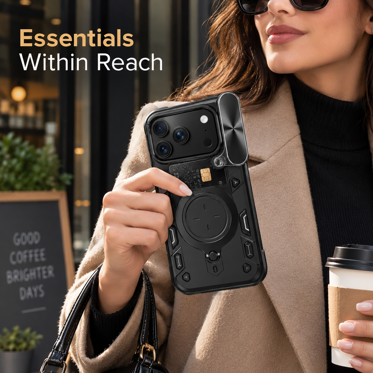 Premium iPhone Case Magnetic Ring Holder Shockproof Armor Shell Slide Camera Protection Tough Anti Scratch Slim Protective Durable Grip Phone Cover Case