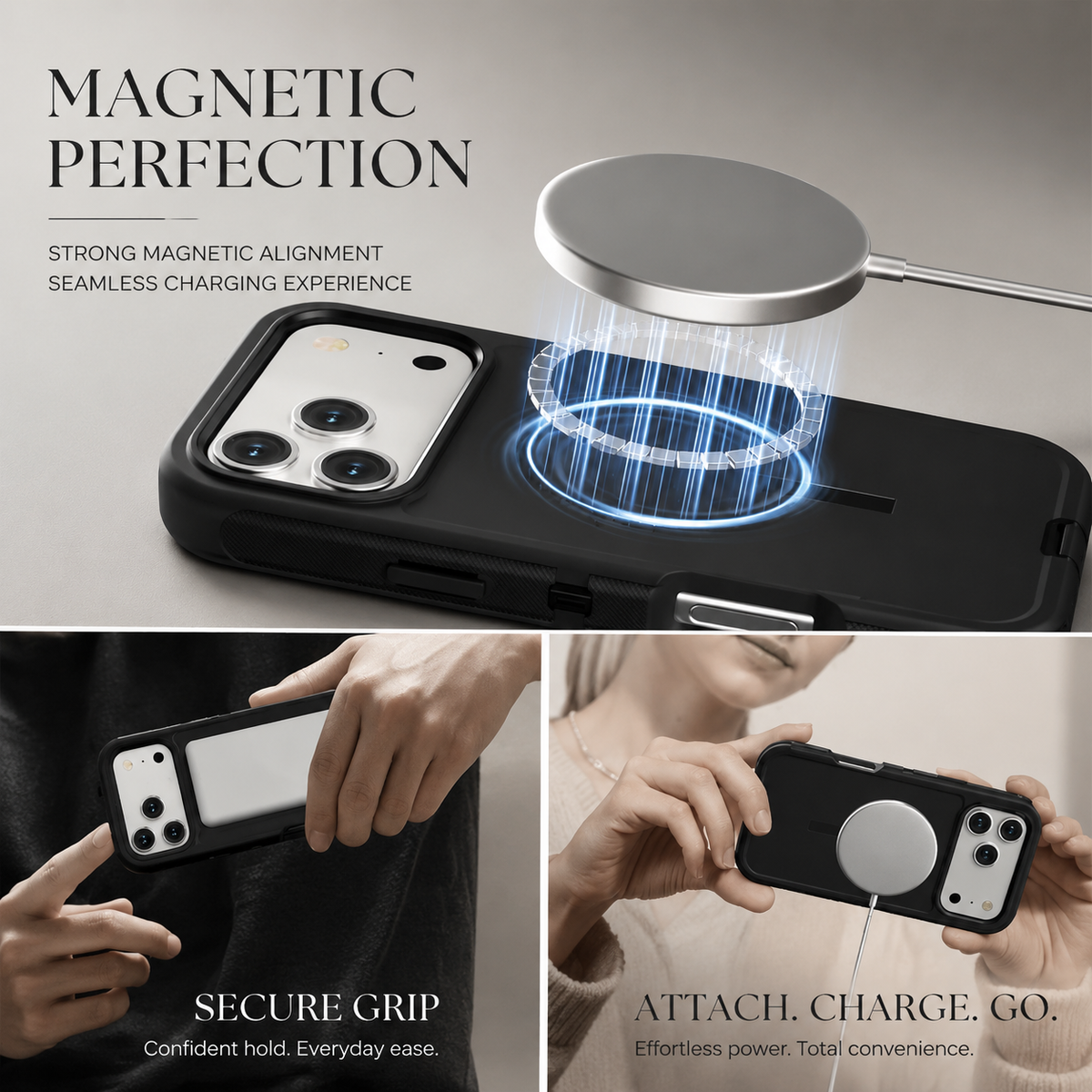 Premium iPhone Case Magnetic Rugged Defender Shockproof Armor Dual Layer Belt Clip Holder Protective Cover Full Port Protection Anti Slip Grip Heavy Duty Design