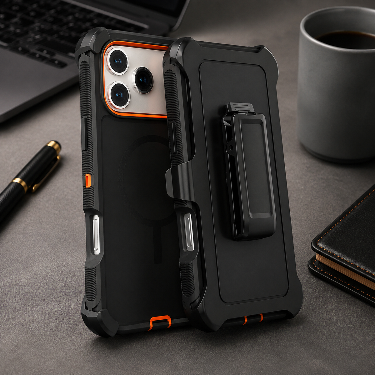 Premium iPhone Case Magnetic Rugged Defender Shockproof Armor Dual Layer Belt Clip Holder Protective Cover Full Port Protection Anti Slip Grip Heavy Duty Design