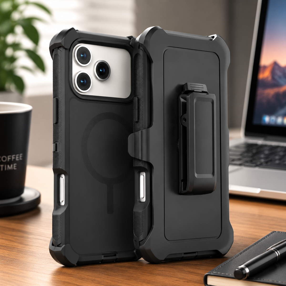Premium iPhone Case Magnetic Rugged Defender Shockproof Armor Dual Layer Belt Clip Holder Protective Cover Full Port Protection Anti Slip Grip Heavy Duty Design