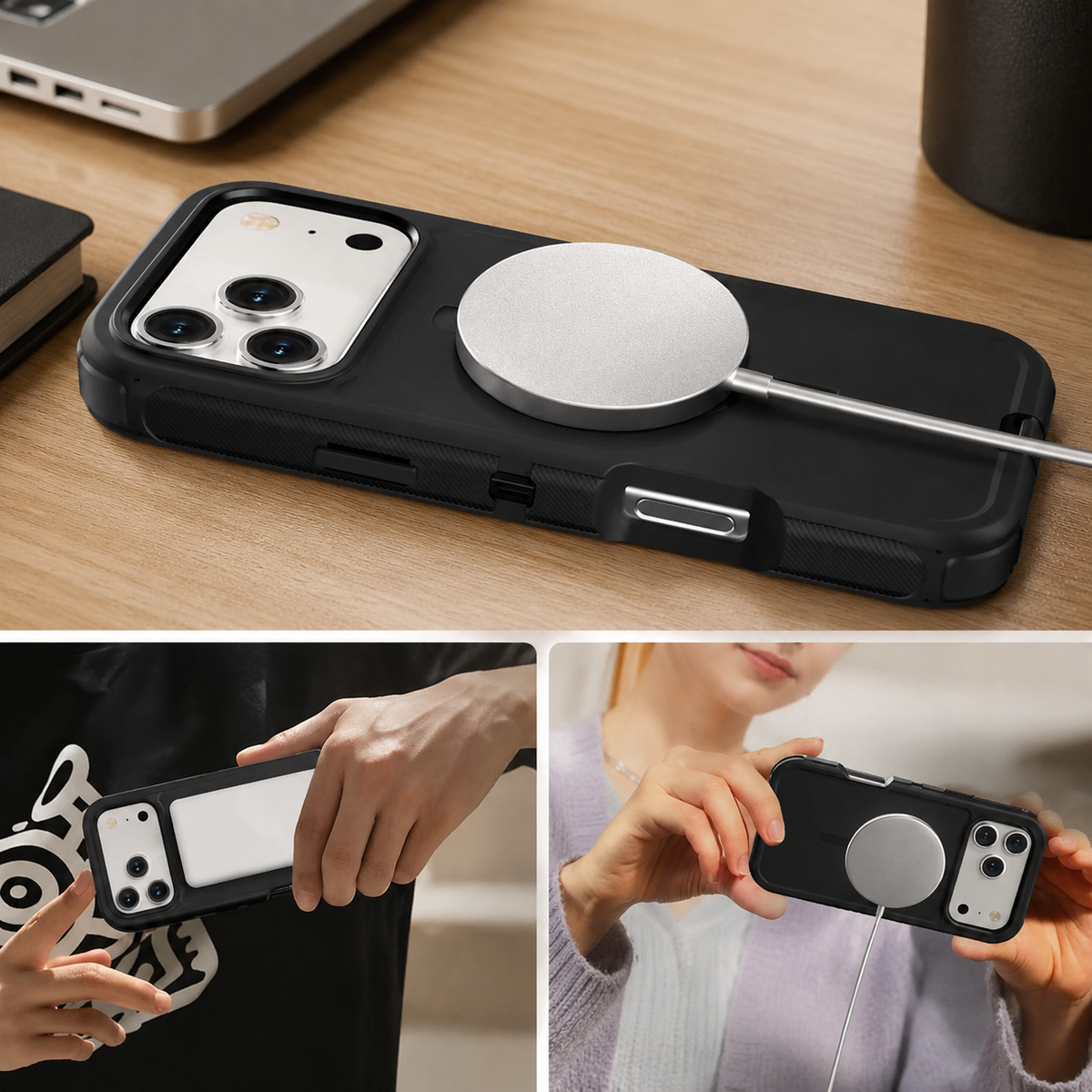 Premium iPhone Case Magnetic Rugged Defender Shockproof Armor Dual Layer Belt Clip Holder Protective Cover Full Port Protection Anti Slip Grip Heavy Duty Design