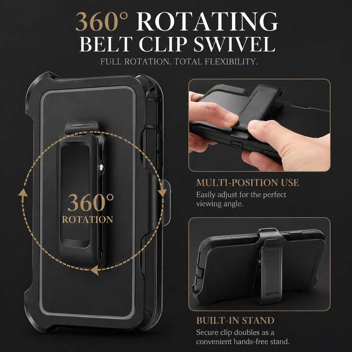 Premium iPhone Case Magnetic Rugged Defender Shockproof Armor Dual Layer Belt Clip Holder Protective Cover Full Port Protection Anti Slip Grip Heavy Duty Design