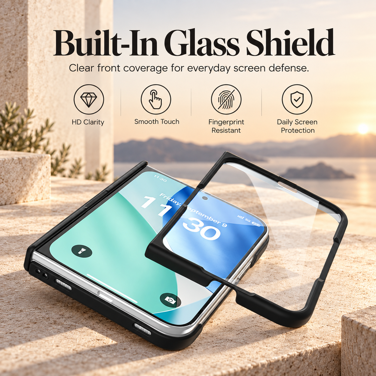 Premium iPhone Case Magnetic Spring Hinge Protection Tempered Glass Shockproof Hard PC MagSafe Slim Durable Anti Drop Full Protective Phone Cover Case