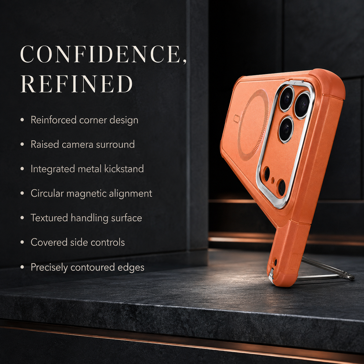 Premium iPhone Case Magnetic Stash Stand Military Grade Shockproof MagSafe Slim Anti Drop Camera Protection Durable Protective Kickstand Phone Cover Case