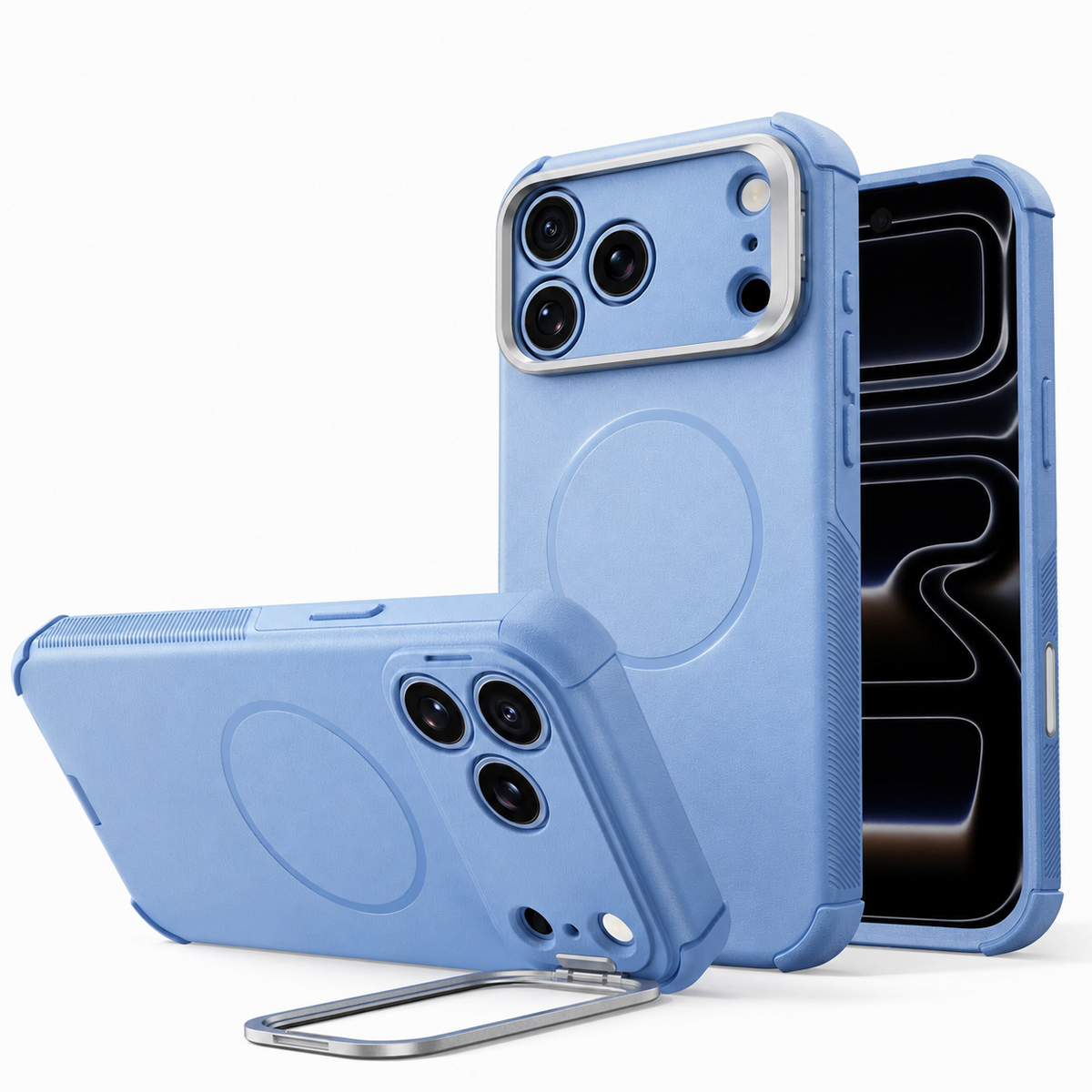 Premium iPhone Case Magnetic Stash Stand Military Grade Shockproof MagSafe Slim Anti Drop Camera Protection Durable Protective Kickstand Phone Cover Case