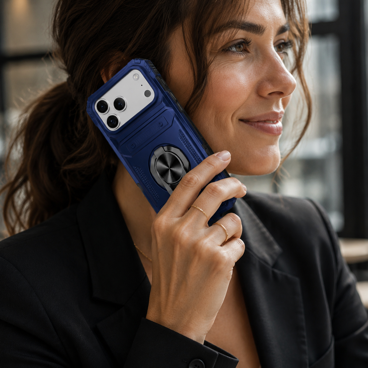 Premium iPhone Case Magnetic Wallet Cover Card Holder Rotating Ring Kickstand Heavy Duty Shockproof Drop Protection Anti Slip Full Coverage Case