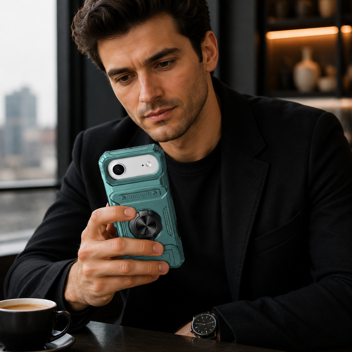 Premium iPhone Case Magnetic Wallet Cover Card Holder Rotating Ring Kickstand Heavy Duty Shockproof Drop Protection Anti Slip Full Coverage Case