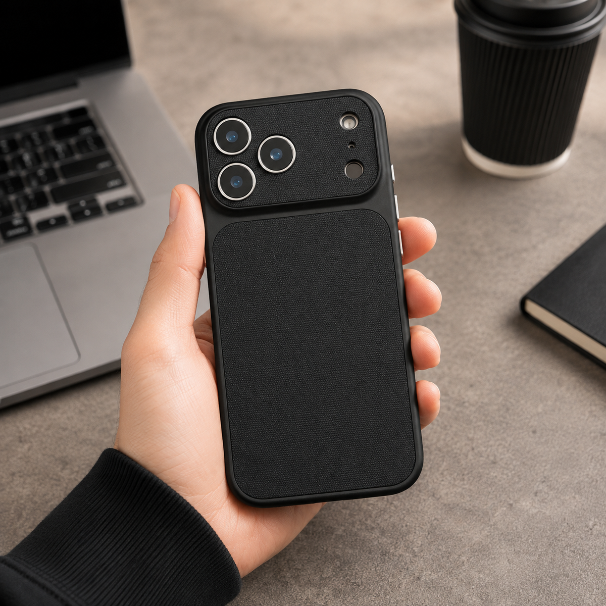 Premium iPhone Case Magnetic Woven Leather Textured Shockproof Protective Cover Hard PC Armor Anti Scratch Plating Slim Retro Non Slip Full Coverage