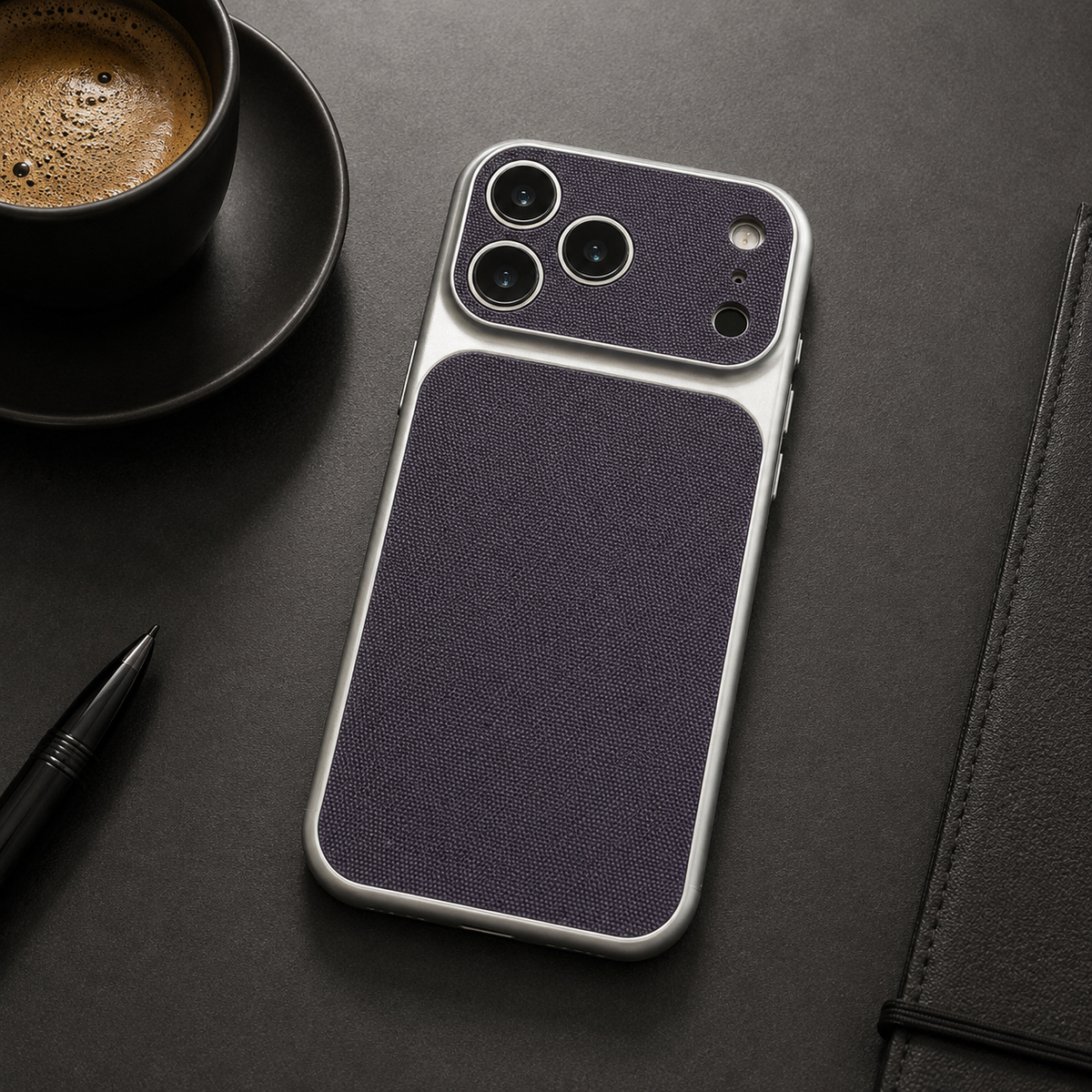 Premium iPhone Case Magnetic Woven Leather Textured Shockproof Protective Cover Hard PC Armor Anti Scratch Plating Slim Retro Non Slip Full Coverage