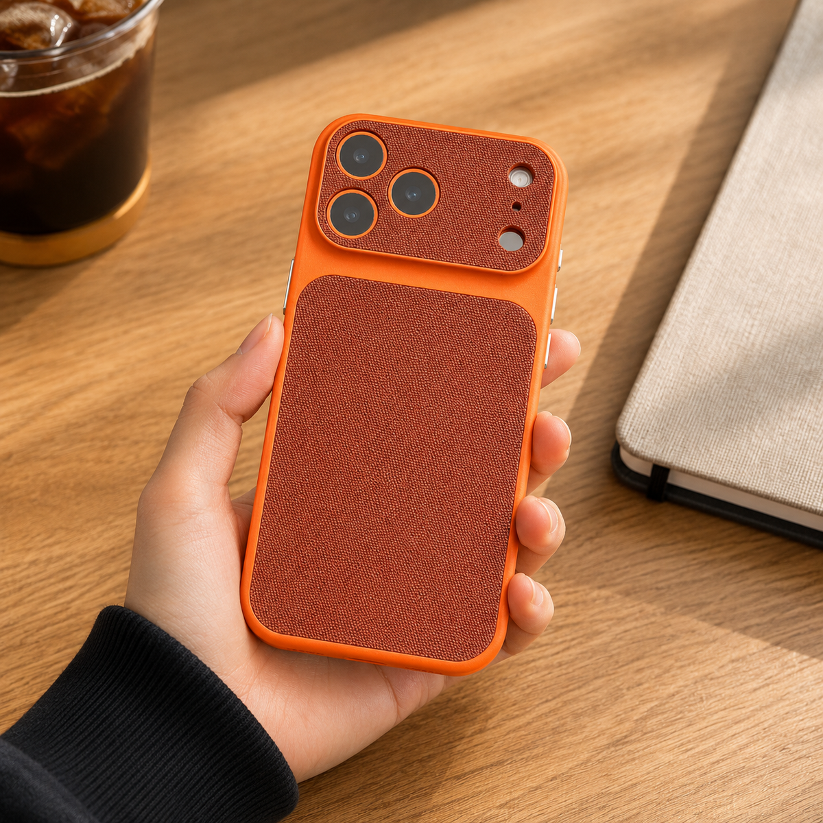Premium iPhone Case Magnetic Woven Leather Textured Shockproof Protective Cover Hard PC Armor Anti Scratch Plating Slim Retro Non Slip Full Coverage