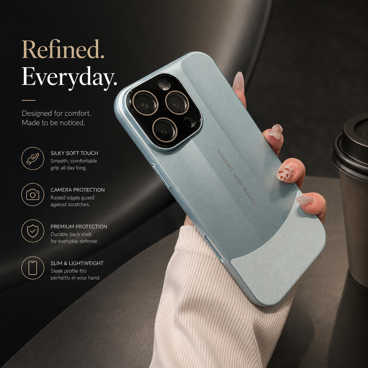Premium iPhone Case Matte Leather Hard Shell Camera Lens Protection Anti Scratch Anti Fingerprint Non Slip Lightweight Dustproof Slim Protective Cover