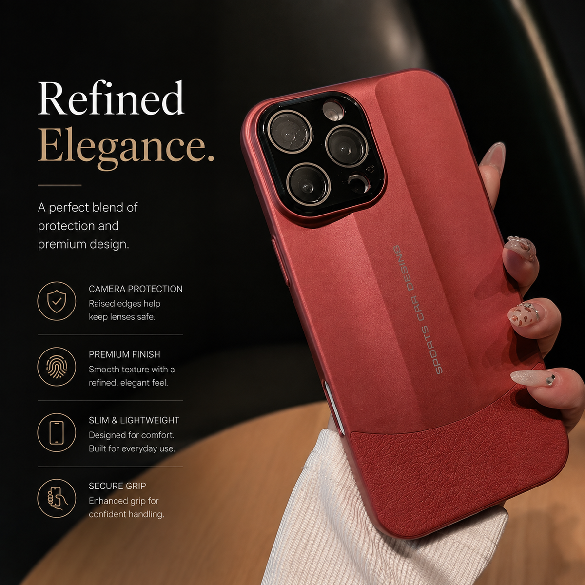 Premium iPhone Case Matte Leather Hard Shell Camera Lens Protection Anti Scratch Anti Fingerprint Non Slip Lightweight Dustproof Slim Protective Cover