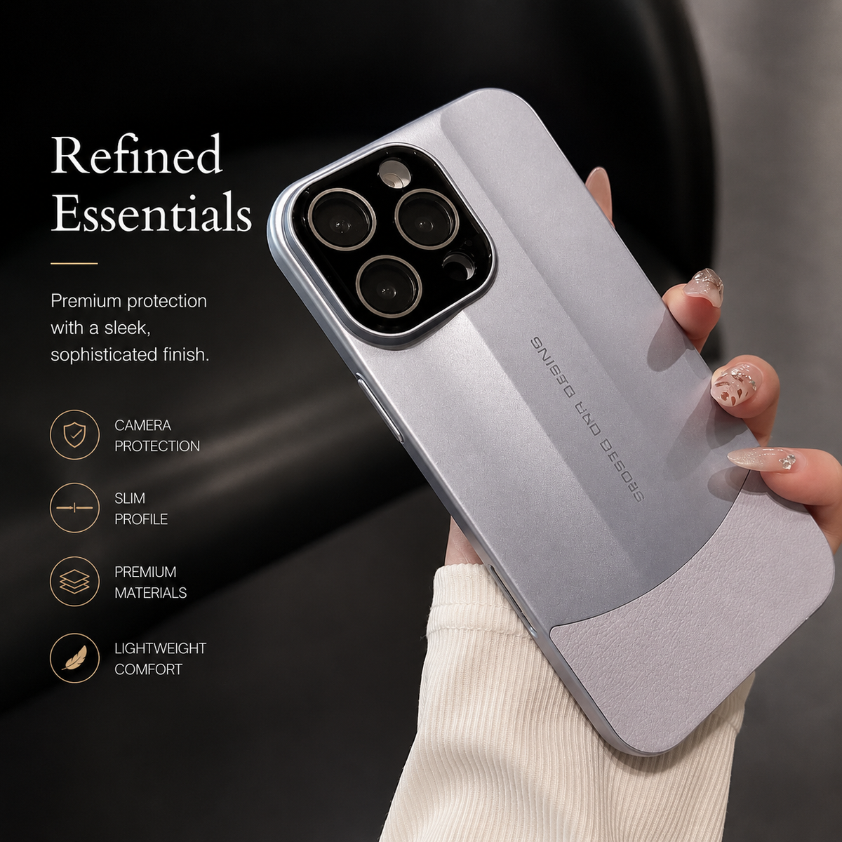 Premium iPhone Case Matte Leather Hard Shell Camera Lens Protection Anti Scratch Anti Fingerprint Non Slip Lightweight Dustproof Slim Protective Cover