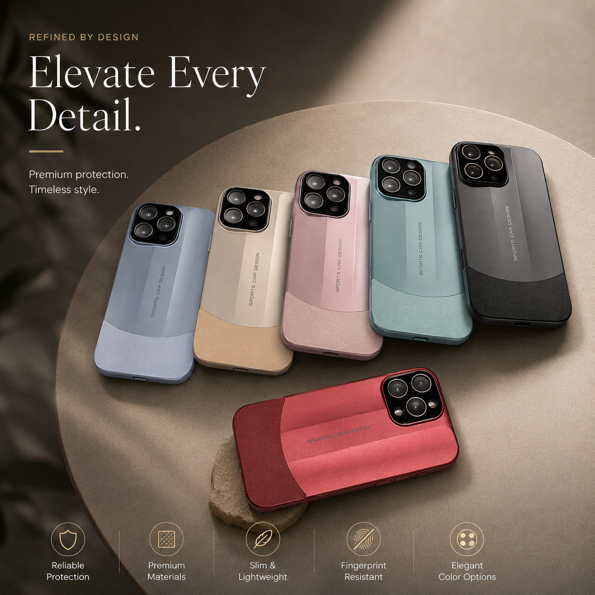 Premium iPhone Case Matte Leather Hard Shell Camera Lens Protection Anti Scratch Anti Fingerprint Non Slip Lightweight Dustproof Slim Protective Cover