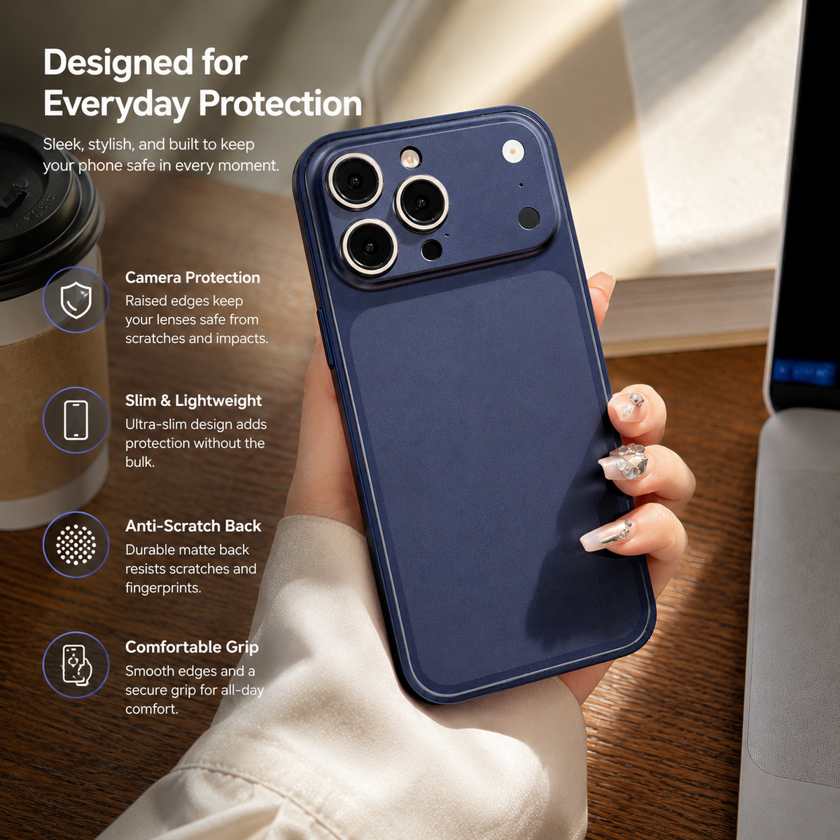 Premium iPhone Case Metal Alloy Frame Slim Matte Protective Cover Anti Scratch Anti Fingerprint Dustproof Non Slip Lightweight Half Wrapped Hard Back