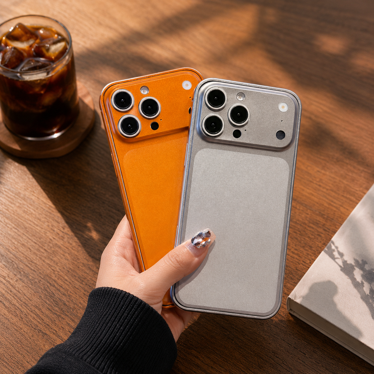 Premium iPhone Case Metal Alloy Frame Slim Matte Protective Cover Anti Scratch Anti Fingerprint Dustproof Non Slip Lightweight Half Wrapped Hard Back