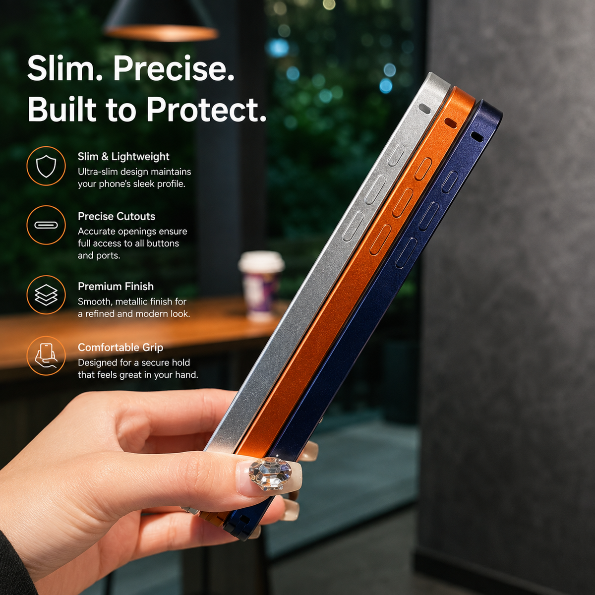 Premium iPhone Case Metal Alloy Frame Slim Matte Protective Cover Anti Scratch Anti Fingerprint Dustproof Non Slip Lightweight Half Wrapped Hard Back