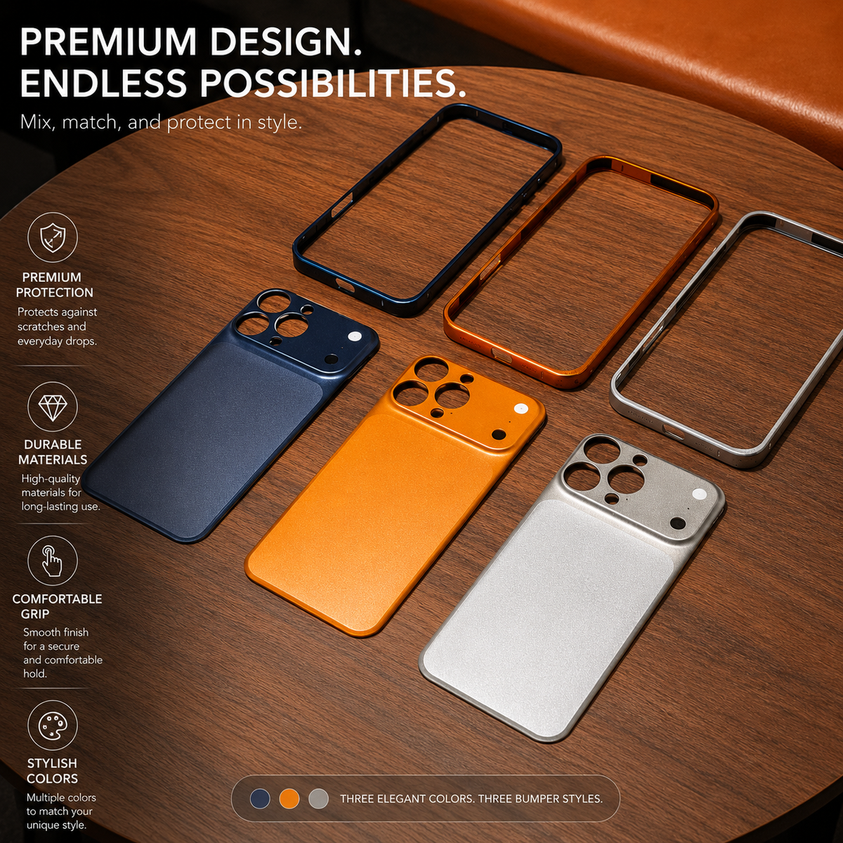 Premium iPhone Case Metal Alloy Frame Slim Matte Protective Cover Anti Scratch Anti Fingerprint Dustproof Non Slip Lightweight Half Wrapped Hard Back