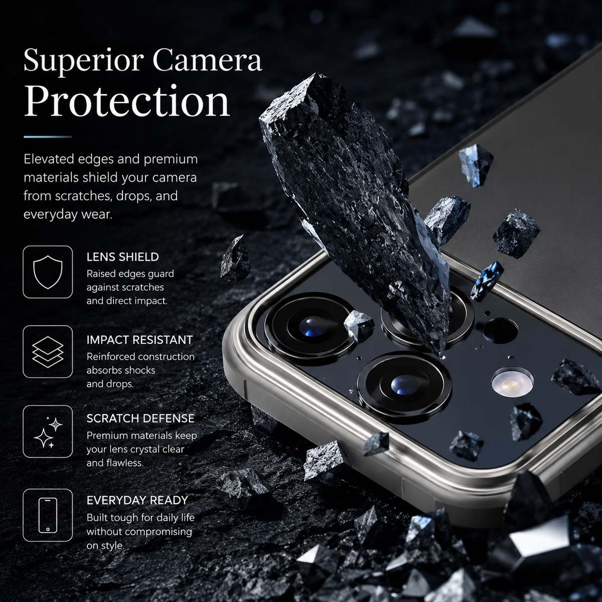 Premium iPhone Case Metal Camera Lens Protection Shockproof Dual Layer Protective Cover Soft Silicone Frame Anti Scratch Non Slip CD Laser 3D Design
