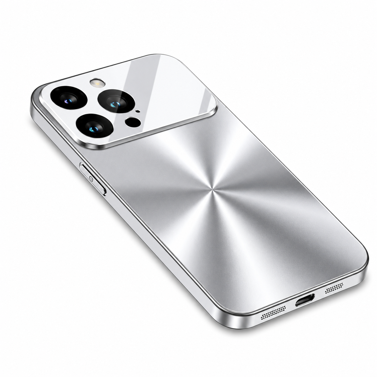 Premium iPhone Case Metal Camera Lens Protection Shockproof Dual Layer Protective Cover Soft Silicone Frame Anti Scratch Non Slip CD Laser 3D Design