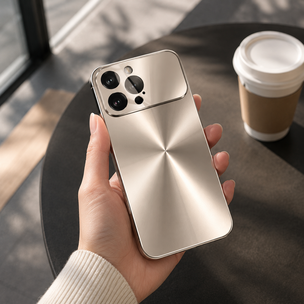 Premium iPhone Case Metal Camera Lens Protection Shockproof Dual Layer Protective Cover Soft Silicone Frame Anti Scratch Non Slip CD Laser 3D Design