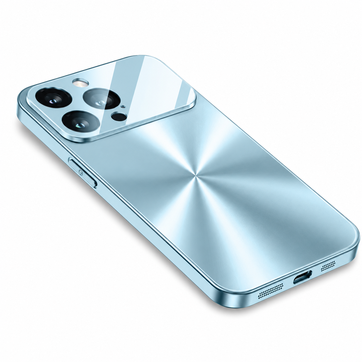 Premium iPhone Case Metal Camera Lens Protection Shockproof Dual Layer Protective Cover Soft Silicone Frame Anti Scratch Non Slip CD Laser 3D Design