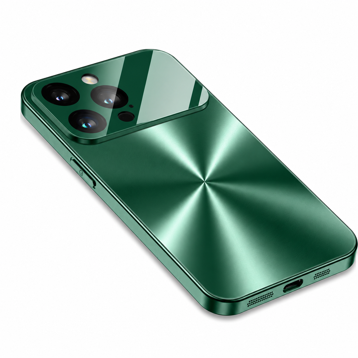 Premium iPhone Case Metal Camera Lens Protection Shockproof Dual Layer Protective Cover Soft Silicone Frame Anti Scratch Non Slip CD Laser 3D Design
